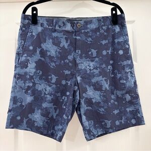 Club Monaco Maddox Fit Flat Front Shorts Blue Camo camouflage sz 34